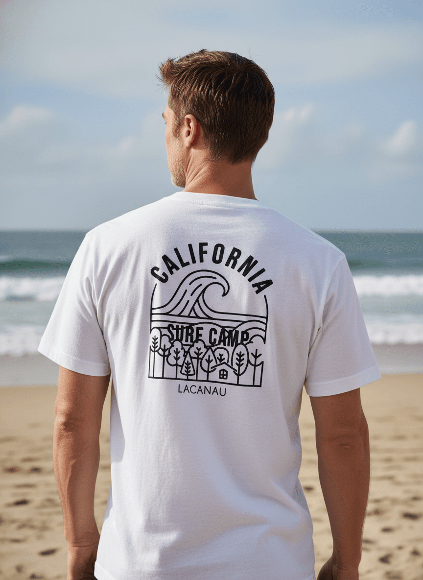 T-shirt CWC California Surf Camp porté en situation